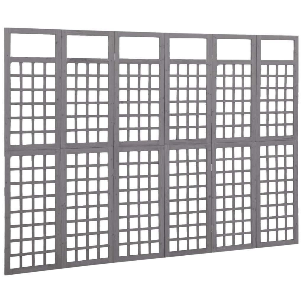 6-Panel Room Divider/Trellis Solid Fir Wood Gray 95.5"x70.9"