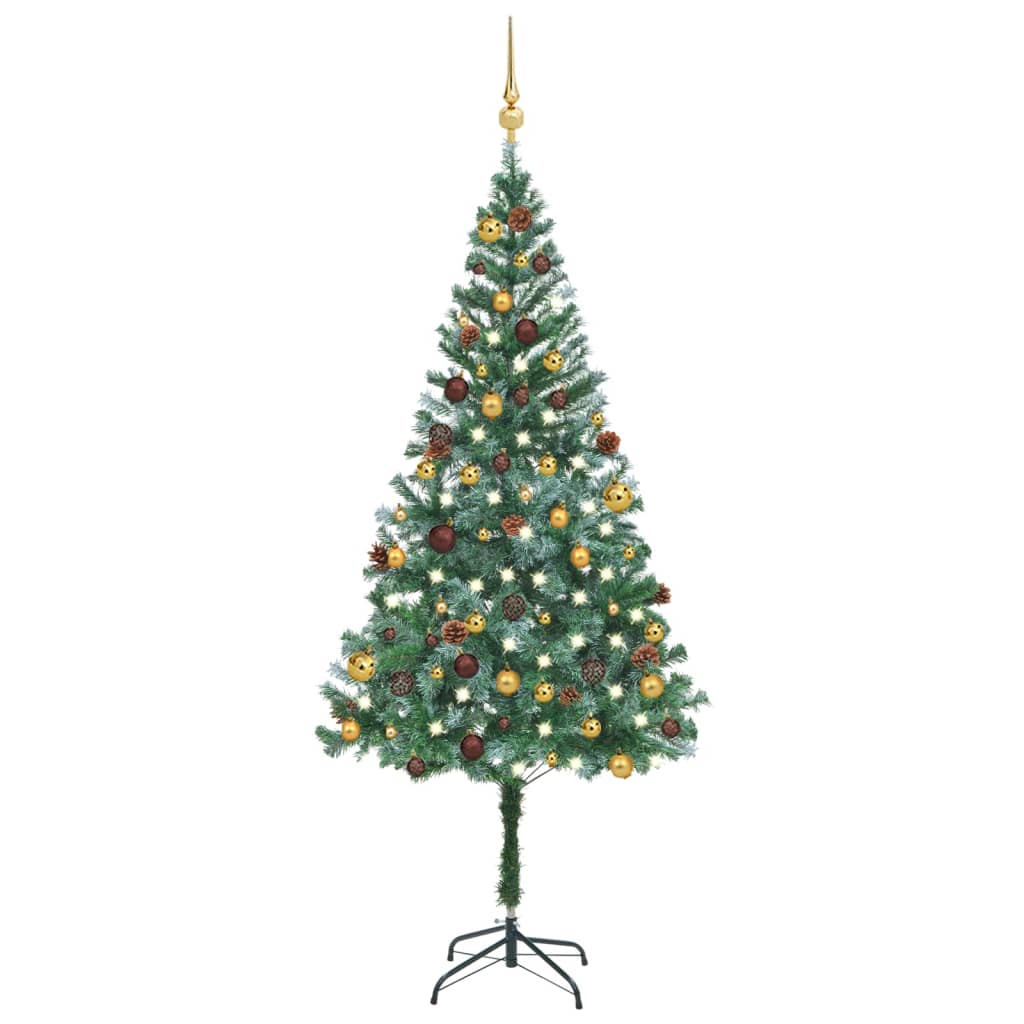 Frosted Christmas Tree with LEDs&Ball Set&Pinecones 59.1" Multi Colours