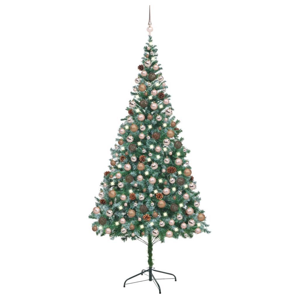 Frosted Christmas Tree with LEDs&Ball Set&Pinecones 59.1" Multi Colours