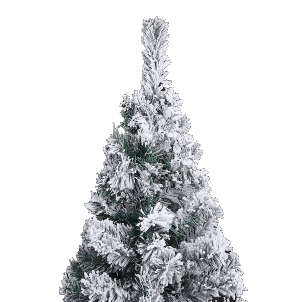 vidaXL Slim Pre-lit Christmas Tree with Flocked Snow Green 94.5" PVC-4