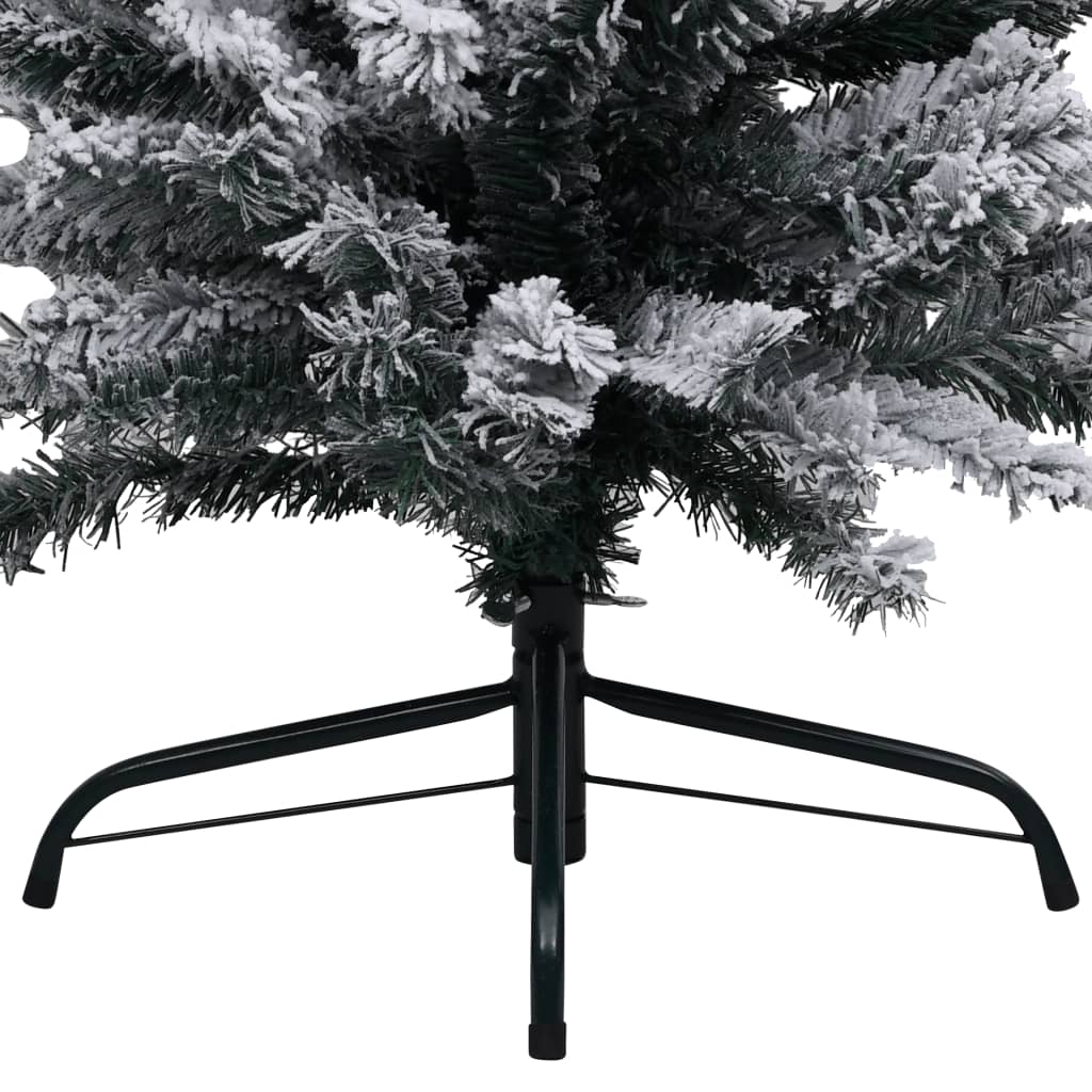 vidaXL Slim Pre-lit Christmas Tree with Flocked Snow Green 94.5" PVC-6