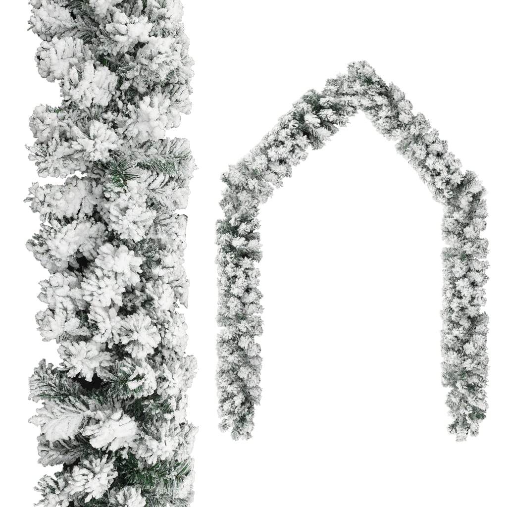 Christmas Garland with LEDs&Flocked Snow Green Decoration Multi Sizes