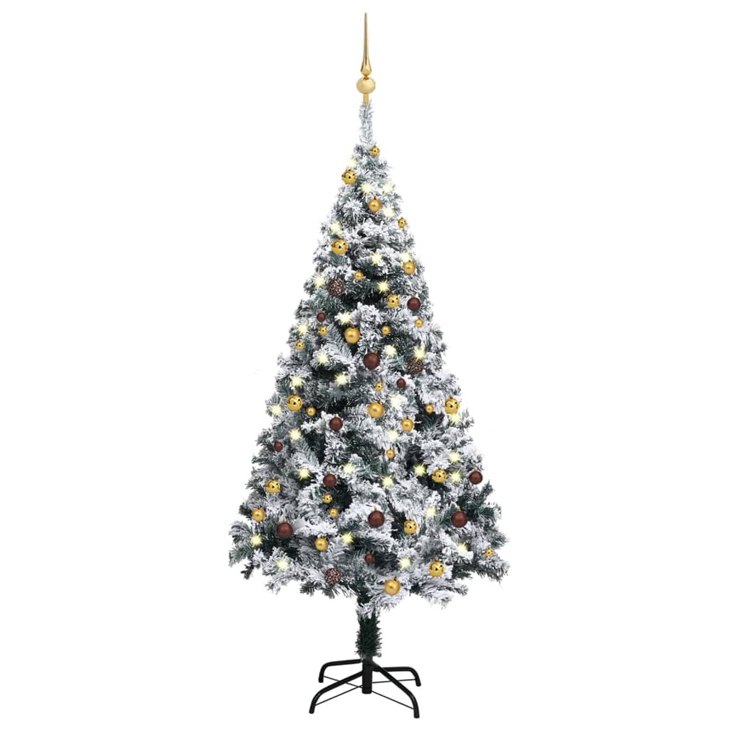 Artificial Christmas Tree with LEDs&Ball Set Green 94.5" PVC