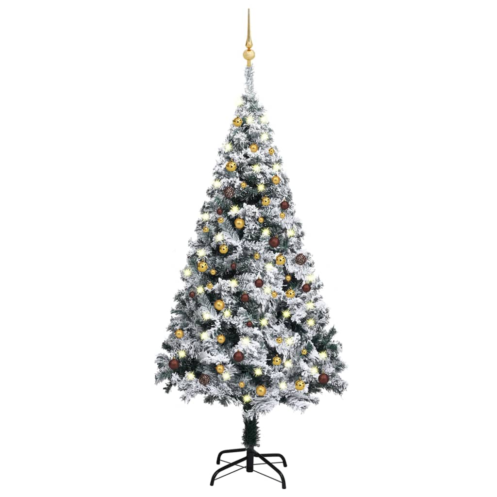 Artificial Christmas Tree with LEDs&Ball Set Green 94.5" PVC