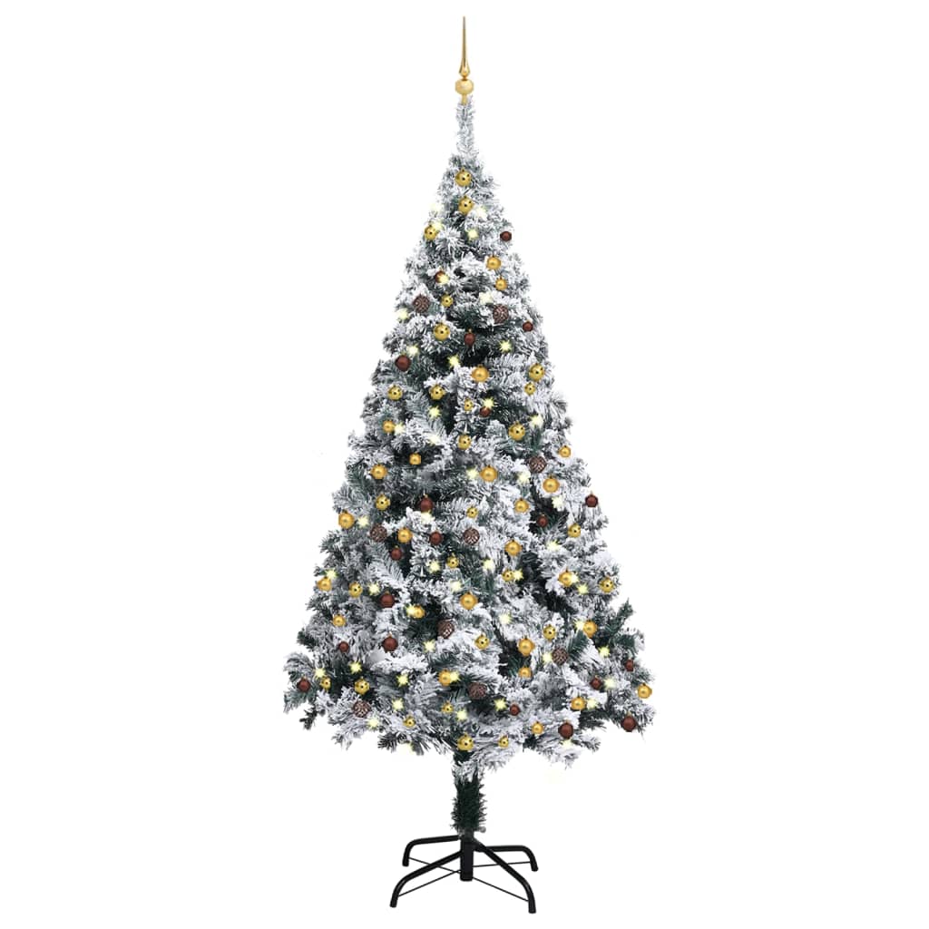 Artificial Christmas Tree with LEDs&Ball Set Green 94.5" PVC