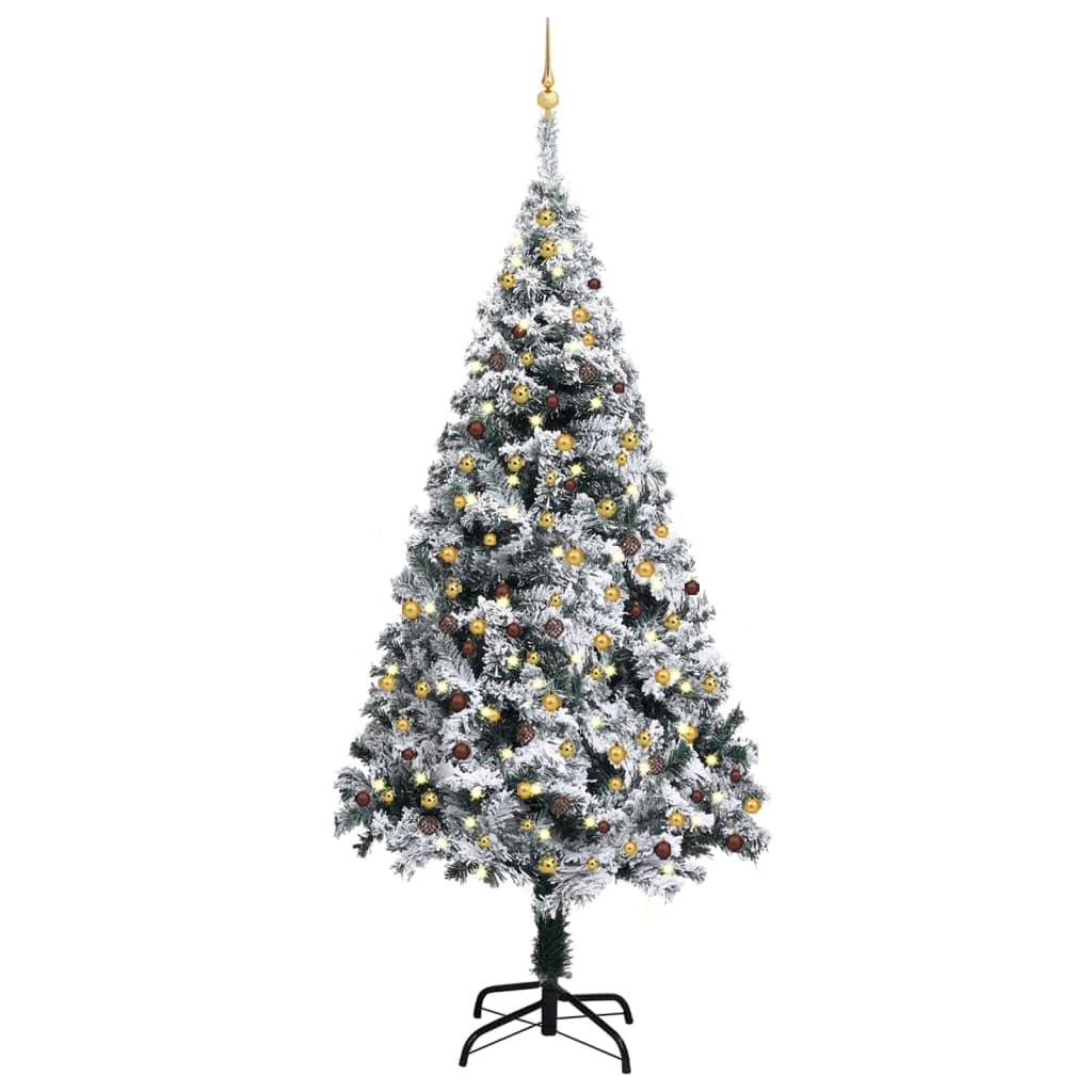 Artificial Christmas Tree with LEDs&Ball Set Green 94.5" PVC