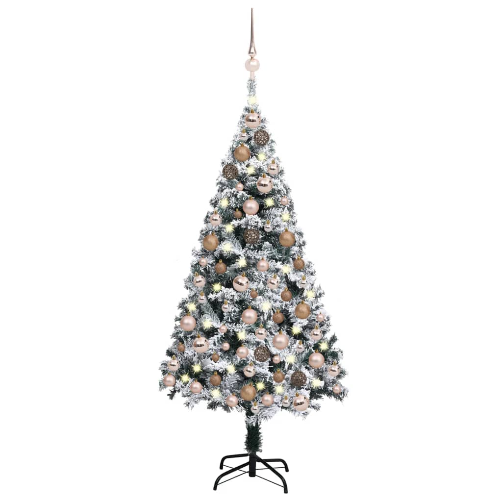 Artificial Christmas Tree with LEDs&Ball Set Green 94.5" PVC