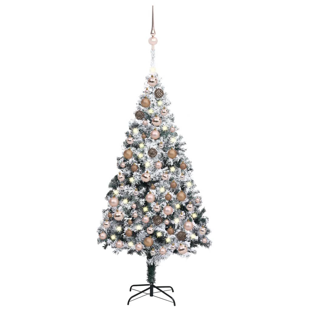 Artificial Christmas Tree with LEDs&Ball Set Green 94.5" PVC