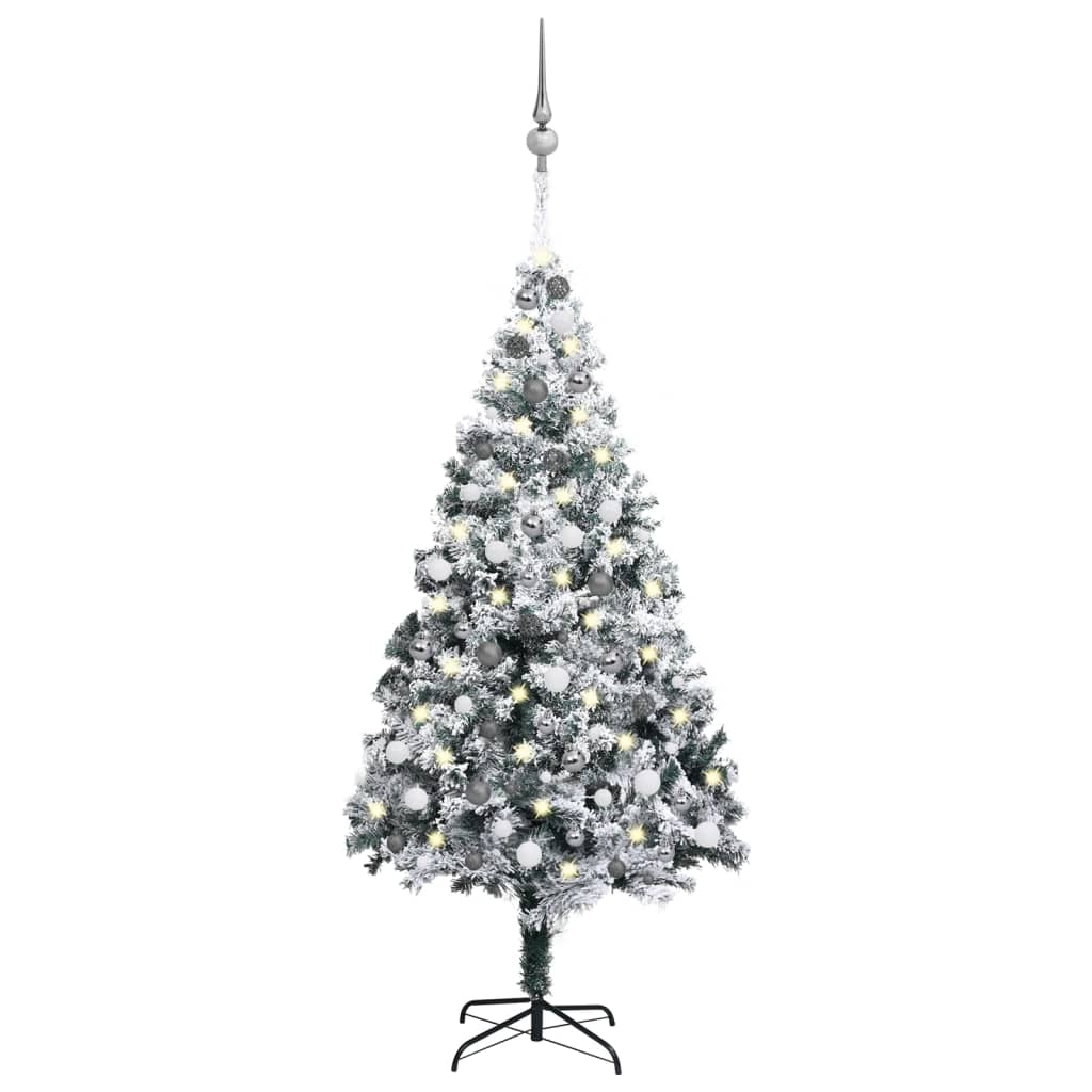 Artificial Christmas Tree with LEDs&Ball Set Green 94.5" PVC