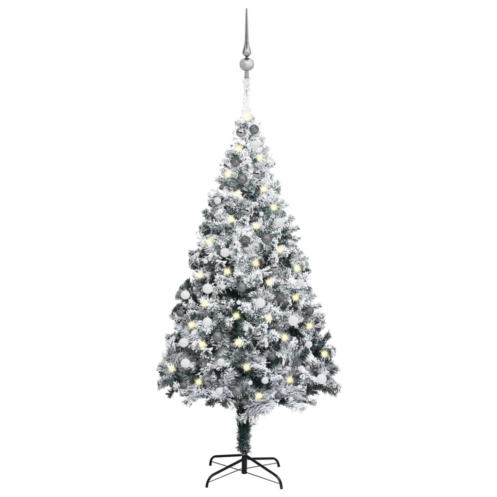 Artificial Christmas Tree with LEDs&Ball Set Green 94.5" PVC