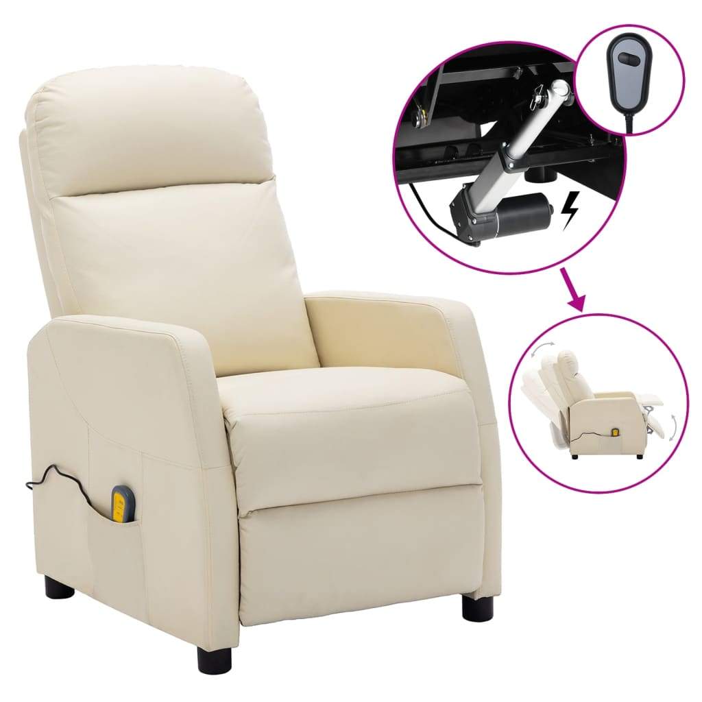 Electric Massage Reclining Chair Faux Leather Recliner Multi Colours