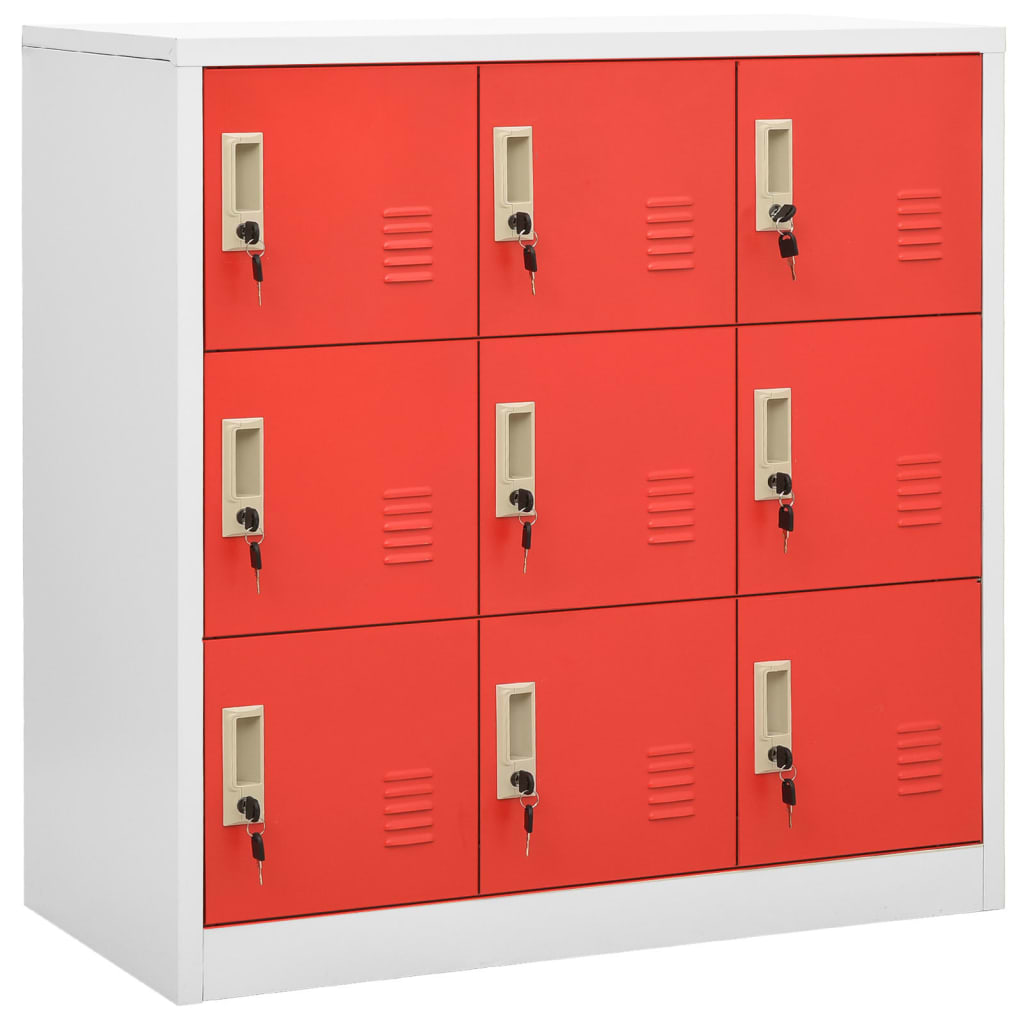 vidaXL Locker Cabinet Light Gray and Red 35.4"x17.7"x36.4" Steel-0
