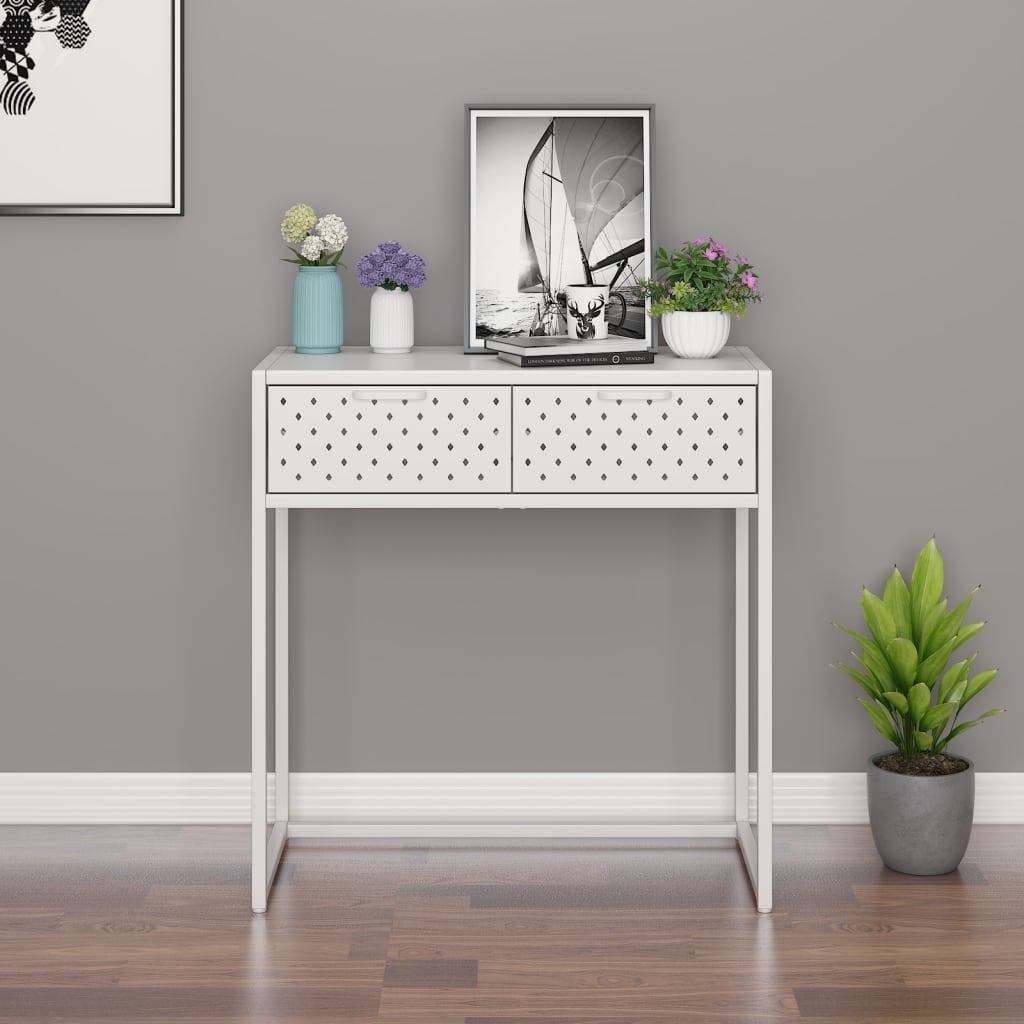 vidaXL Console Table Entryway Table Hall Narrow Side Table with Drawer Steel-3