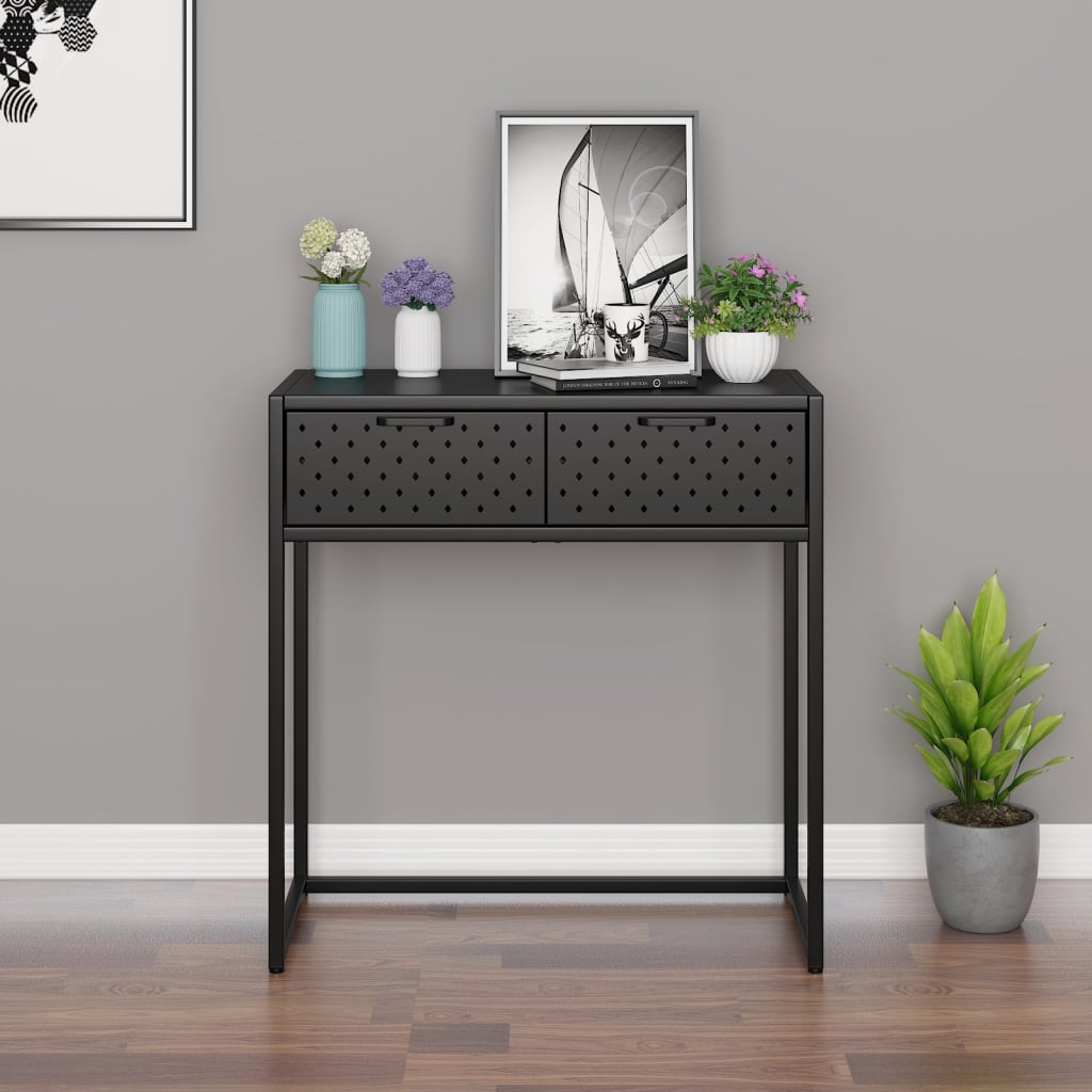 vidaXL Console Table Entryway Table Hall Narrow Side Table with Drawer Steel-6