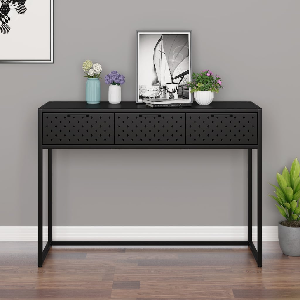 vidaXL Console Table Entryway Table Hall Narrow Side Table with Drawer Steel-9