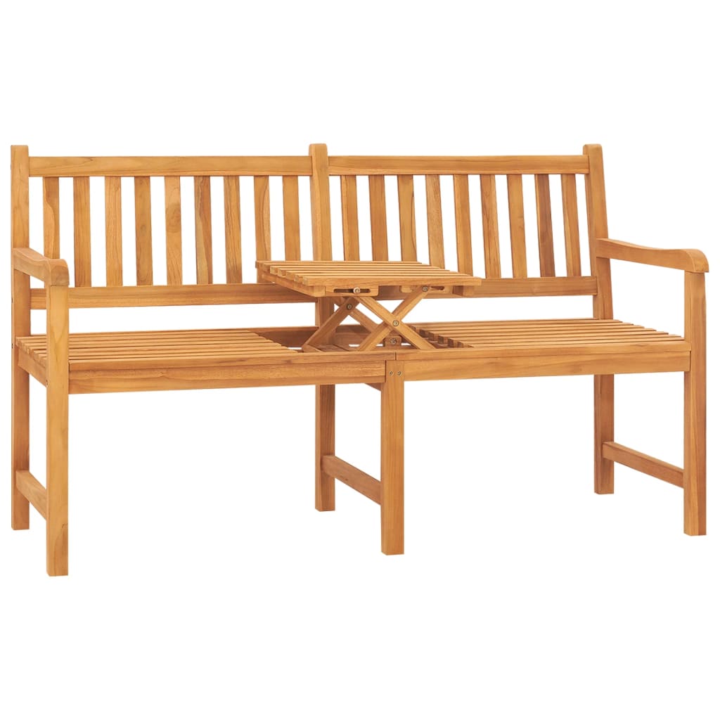 3-Seater Patio Bench with Table 59.1" Solid Teak Wood