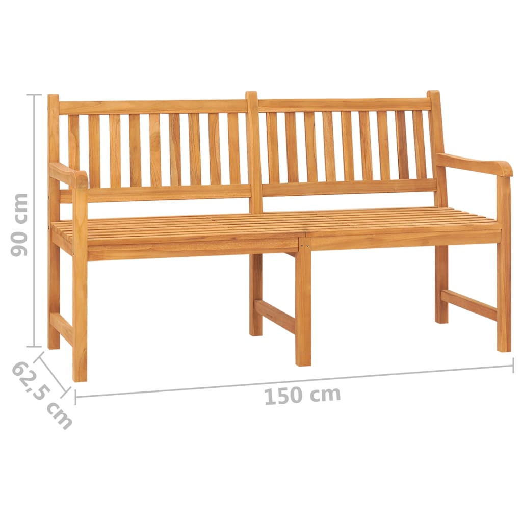 3-Seater Patio Bench with Table 59.1" Solid Teak Wood