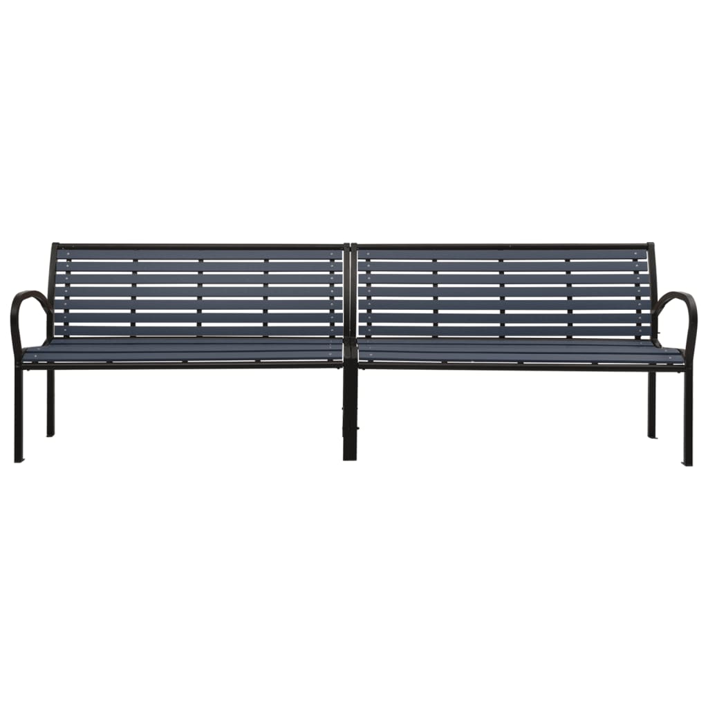 Patio Bench Steel Porch Garden Chair Seating Black/Brown 49.2"/98.8"