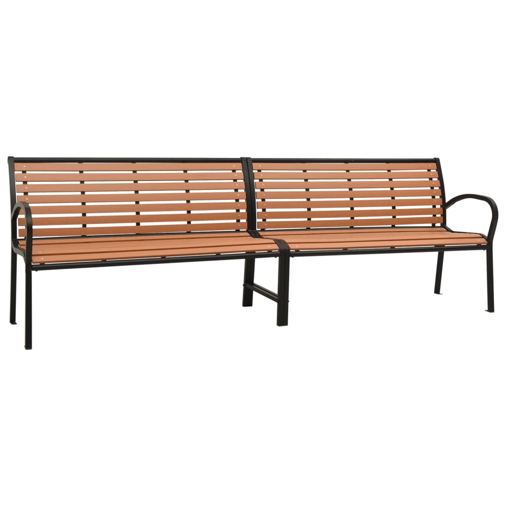 Patio Bench Steel Porch Garden Chair Seating Black/Brown 49.2"/98.8"