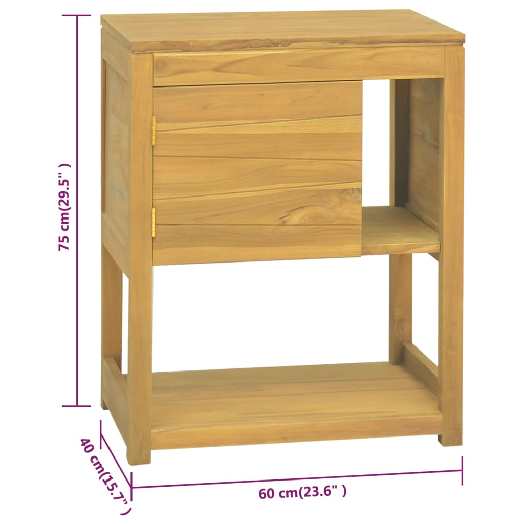 vidaXL Bathroom Cabinet Storage Cabinet Cupboard with Shelves Solid Wood Teak-5