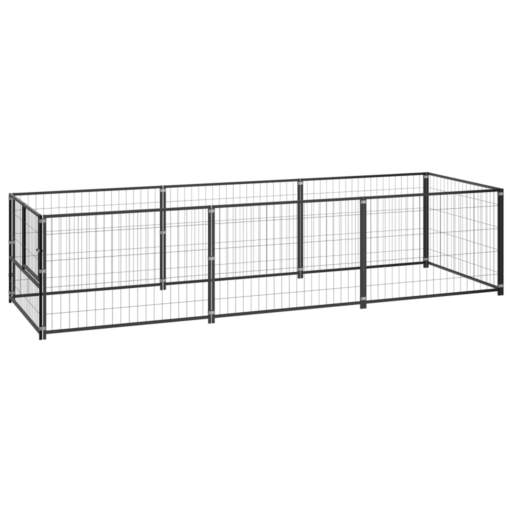 Dog Kennel Steel Outdoor Puppy Enclosure Cage Black/Silver Multi Sizes