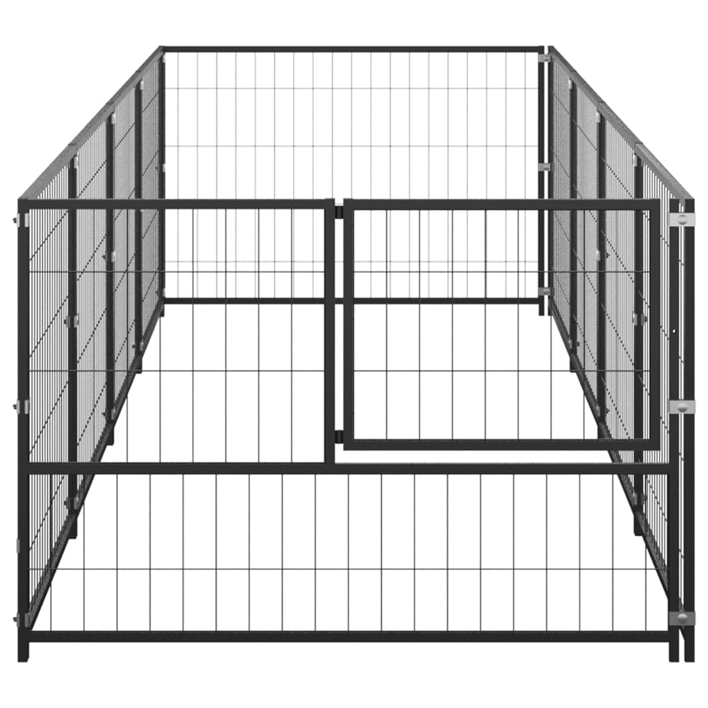 Dog Kennel Steel Outdoor Puppy Enclosure Cage Black/Silver Multi Sizes