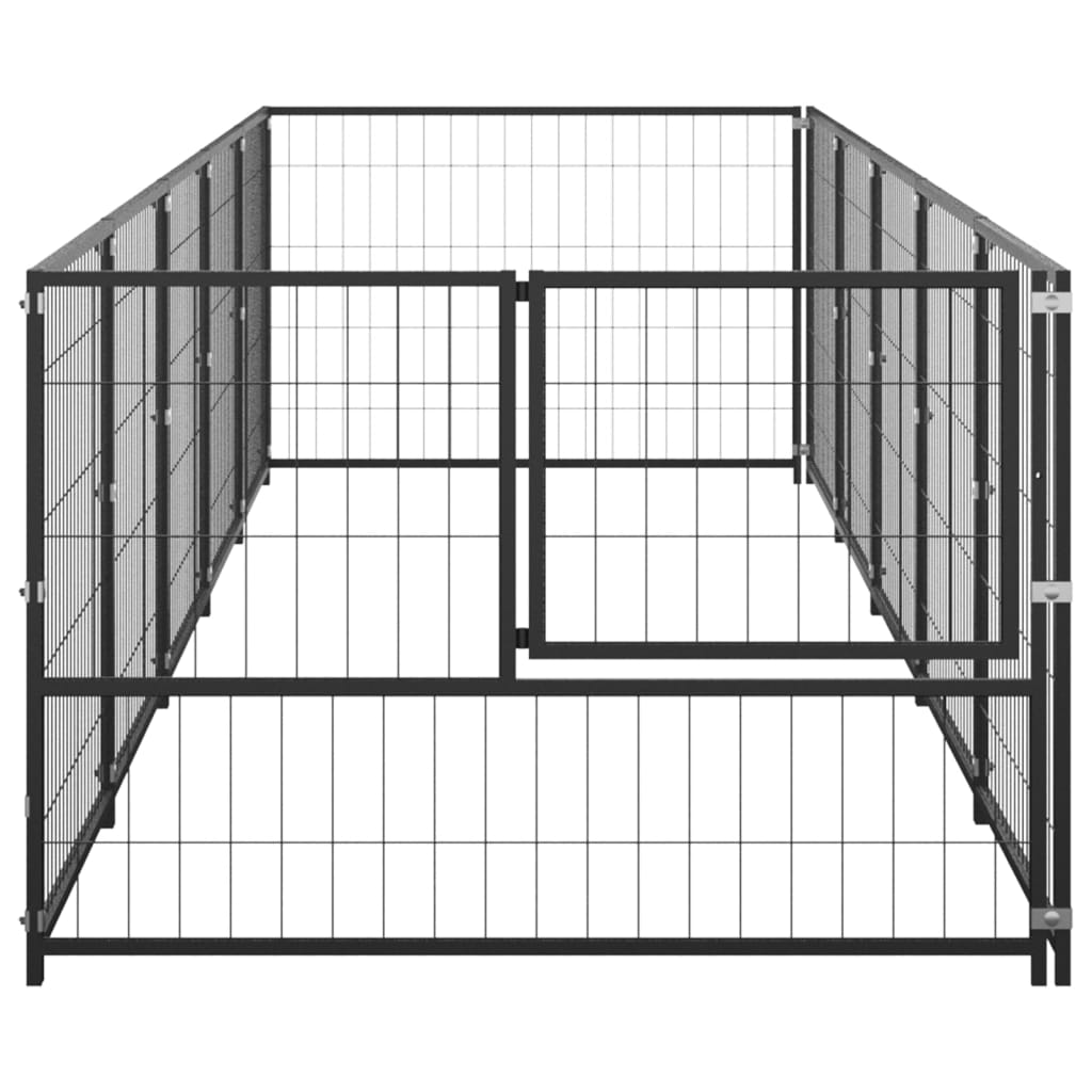 Dog Kennel Steel Outdoor Puppy Enclosure Cage Black/Silver Multi Sizes