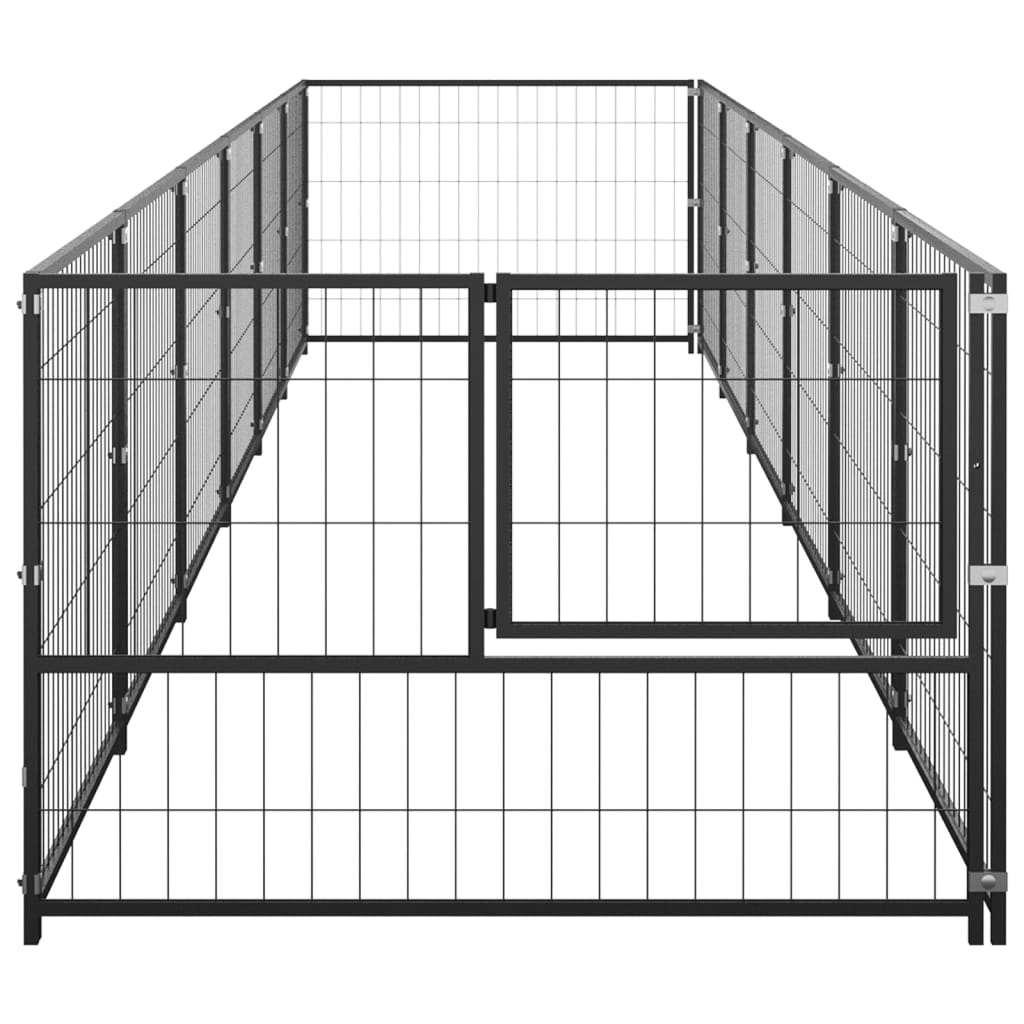 Dog Kennel Steel Outdoor Puppy Enclosure Cage Black/Silver Multi Sizes