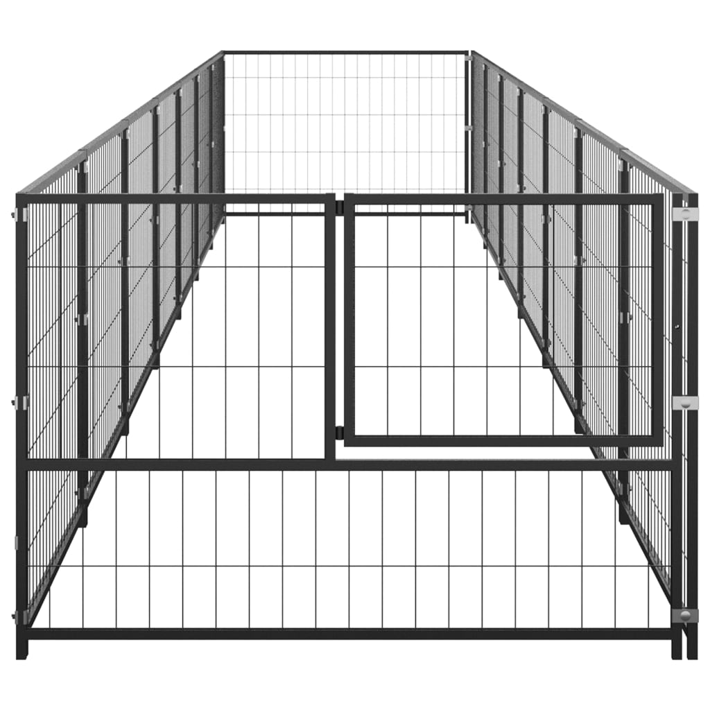 Dog Kennel Steel Outdoor Puppy Enclosure Cage Black/Silver Multi Sizes