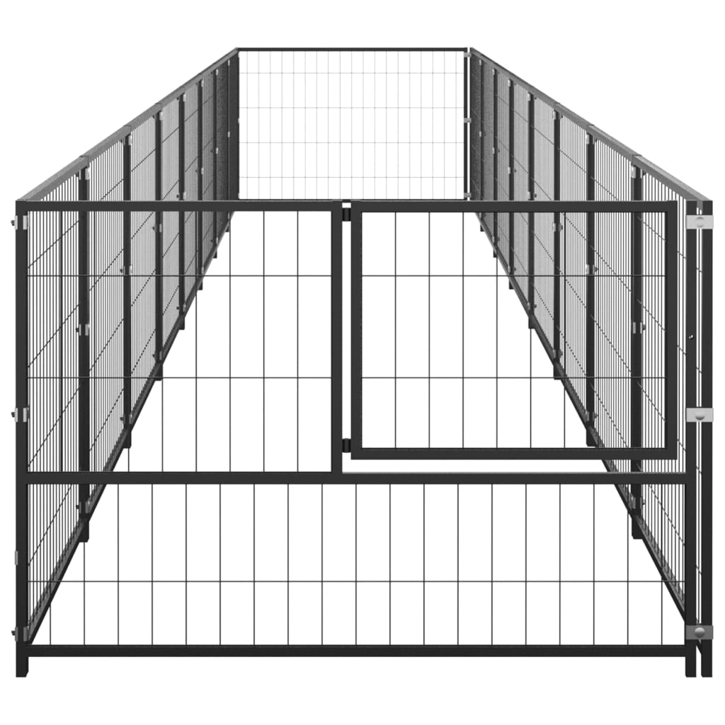 Dog Kennel Steel Outdoor Puppy Enclosure Cage Black/Silver Multi Sizes