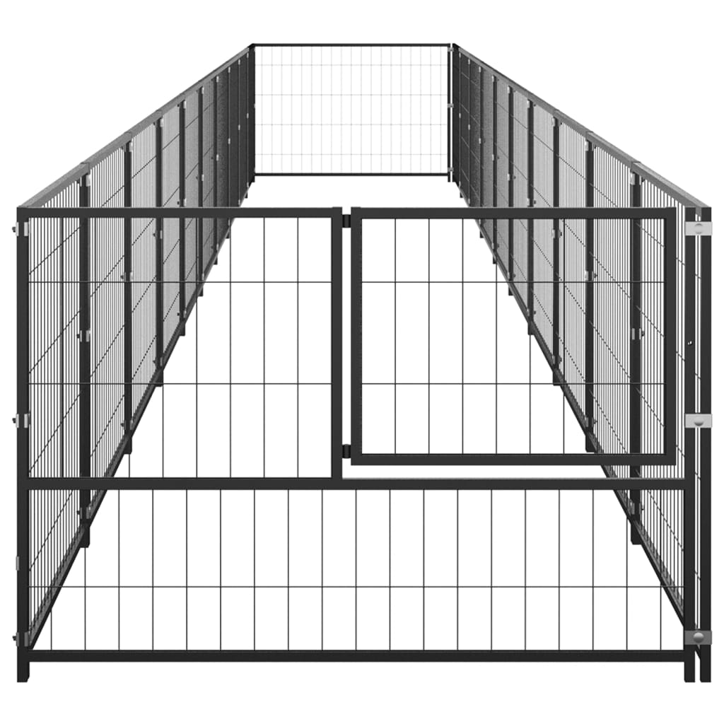 Dog Kennel Steel Outdoor Puppy Enclosure Cage Black/Silver Multi Sizes