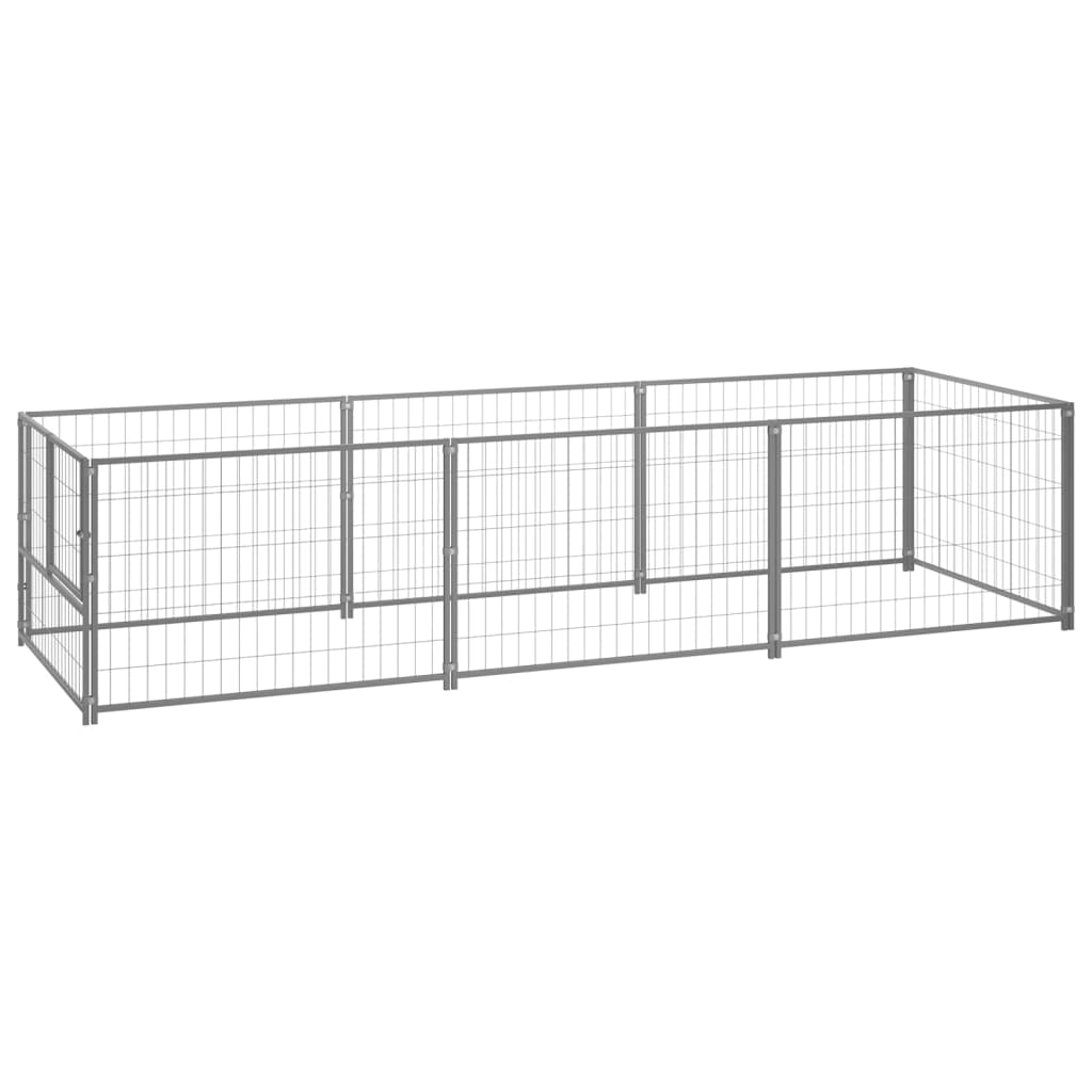 Dog Kennel Steel Outdoor Puppy Enclosure Cage Black/Silver Multi Sizes