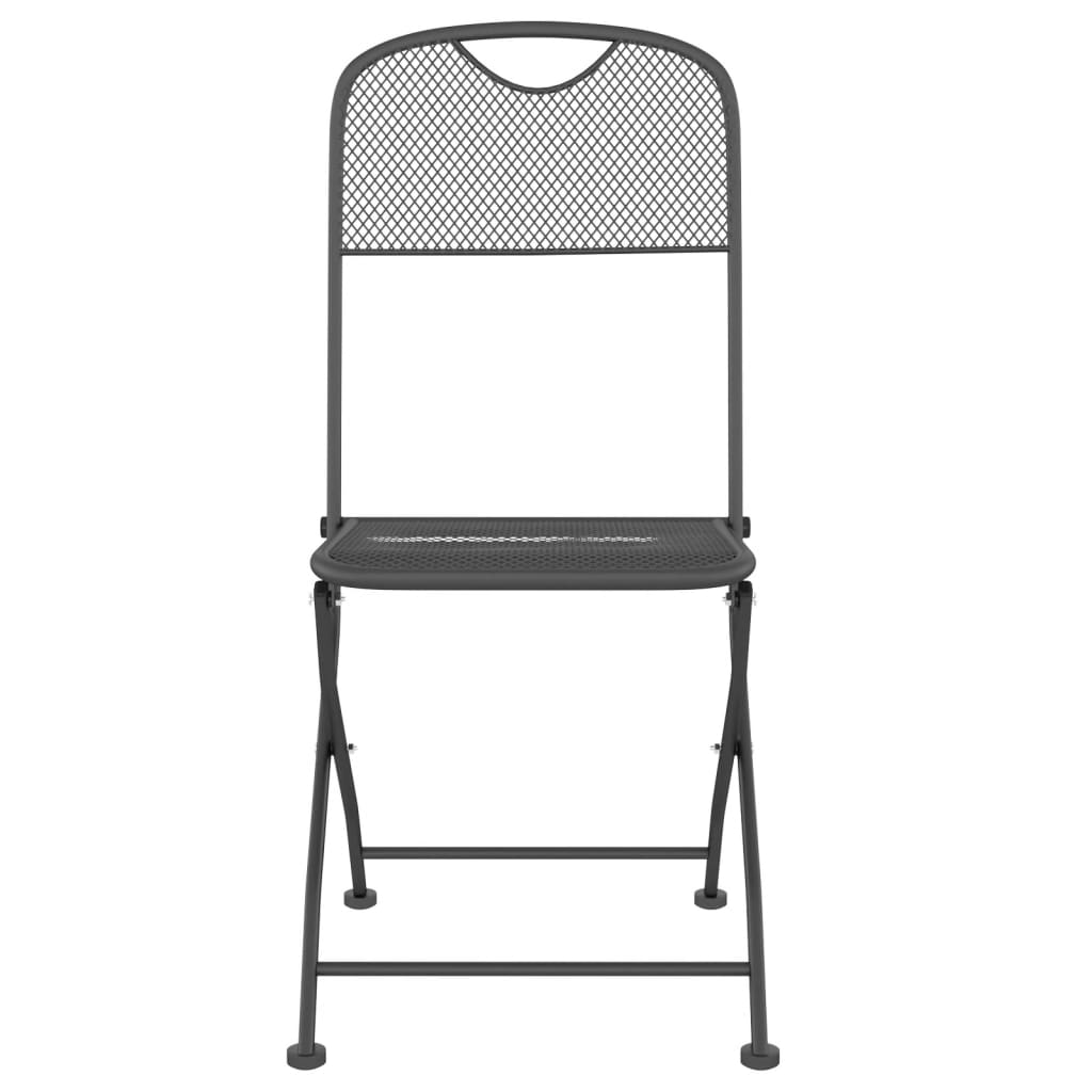 vidaXL 2/4x Folding Patio Chairs Expanded Metal Mesh Anthracite Garden Outdoor-6