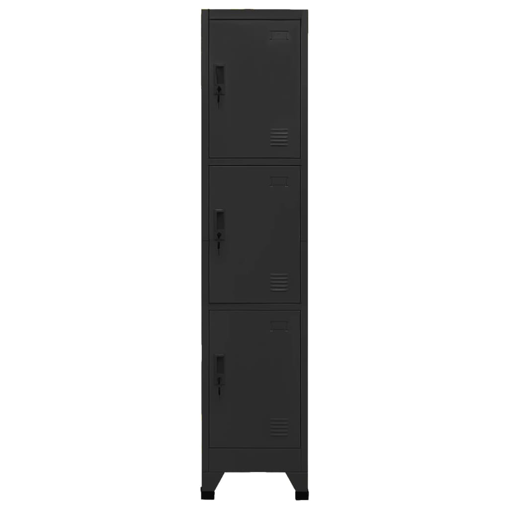 vidaXL Locker Cabinet Black 15"x17.7"x70.9" Steel-0
