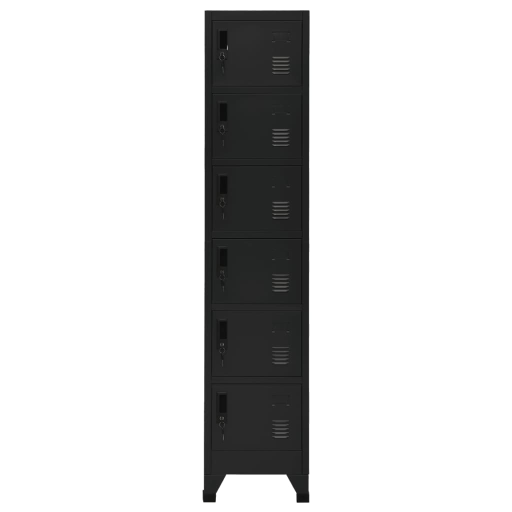 vidaXL Locker Cabinet Black 15"x15.7"x70.9" Steel-0