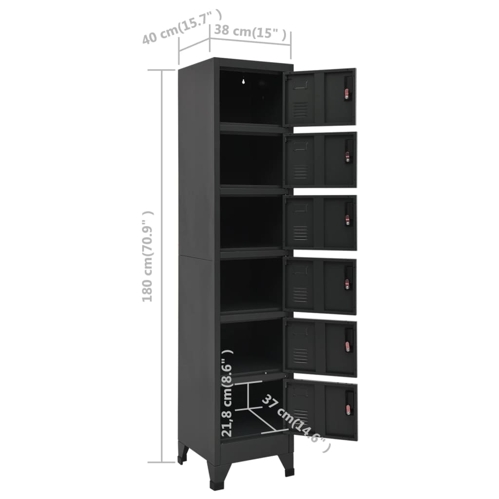 vidaXL Locker Cabinet Anthracite 15"x15.7"x70.9" Steel-7