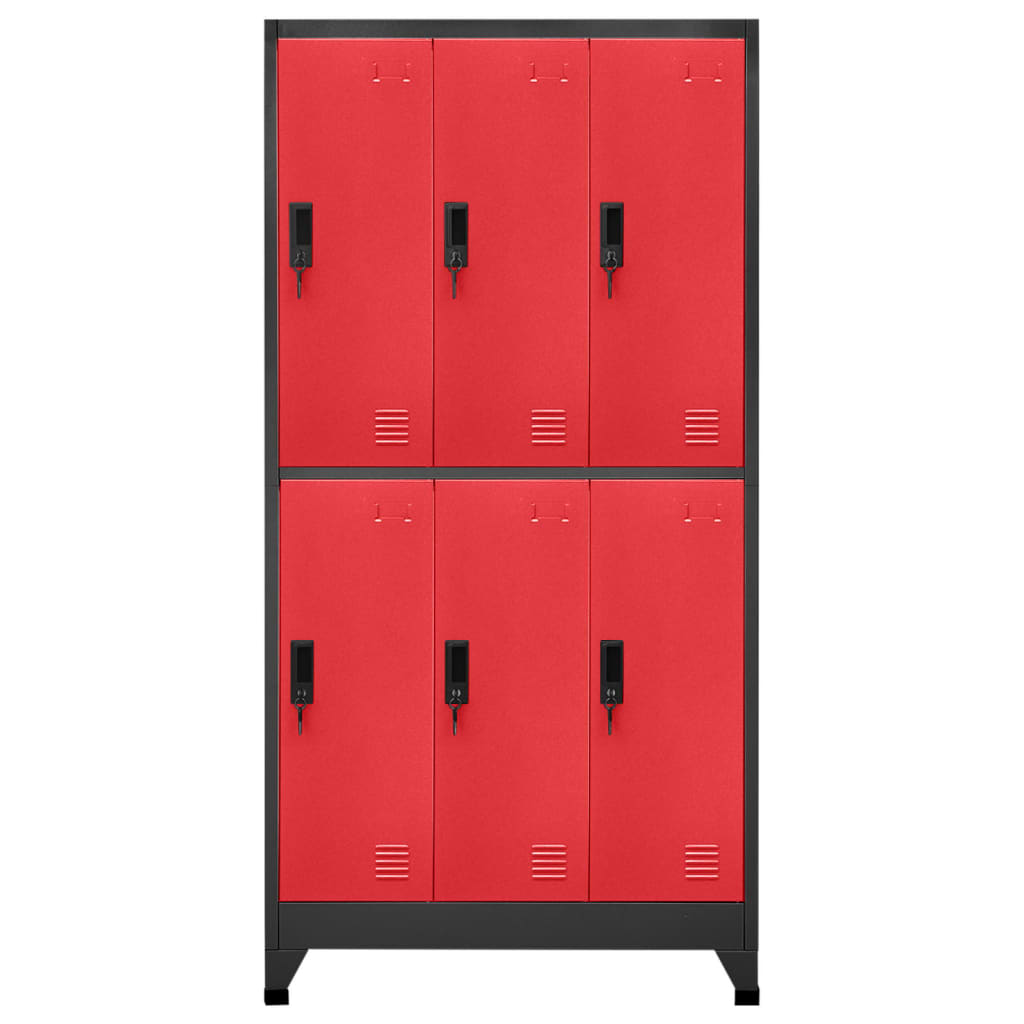 vidaXL Locker Cabinet Anthracite and Red 35.4"x17.7"x70.9" Steel-0