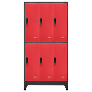 vidaXL Locker Cabinet Anthracite and Red 35.4"x17.7"x70.9" Steel-1