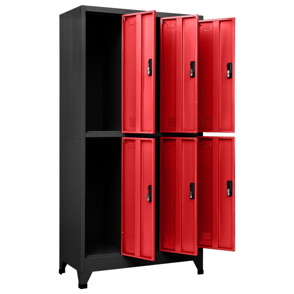 vidaXL Locker Cabinet Anthracite and Red 35.4"x17.7"x70.9" Steel-4