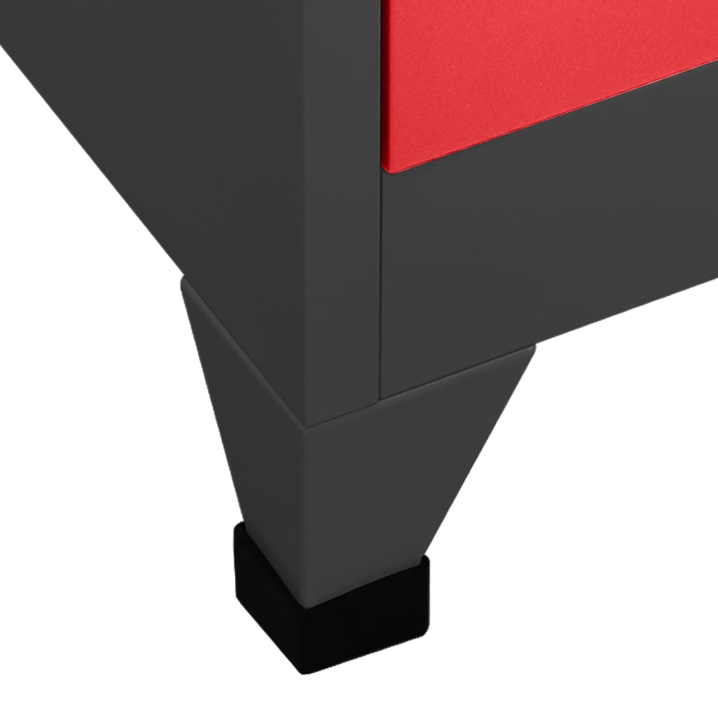 vidaXL Locker Cabinet Anthracite and Red 35.4"x17.7"x70.9" Steel-5