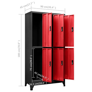 vidaXL Locker Cabinet Anthracite and Red 35.4"x17.7"x70.9" Steel-6