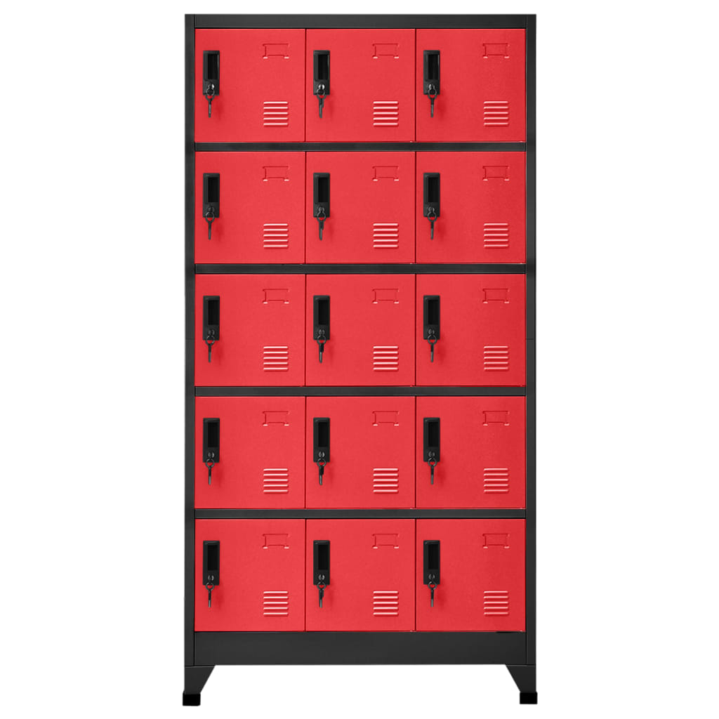 vidaXL Locker Cabinet Anthracite and Red 35.4"x15.7"x70.9" Steel-0