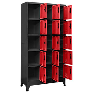 vidaXL Locker Cabinet Anthracite and Red 35.4"x15.7"x70.9" Steel-1