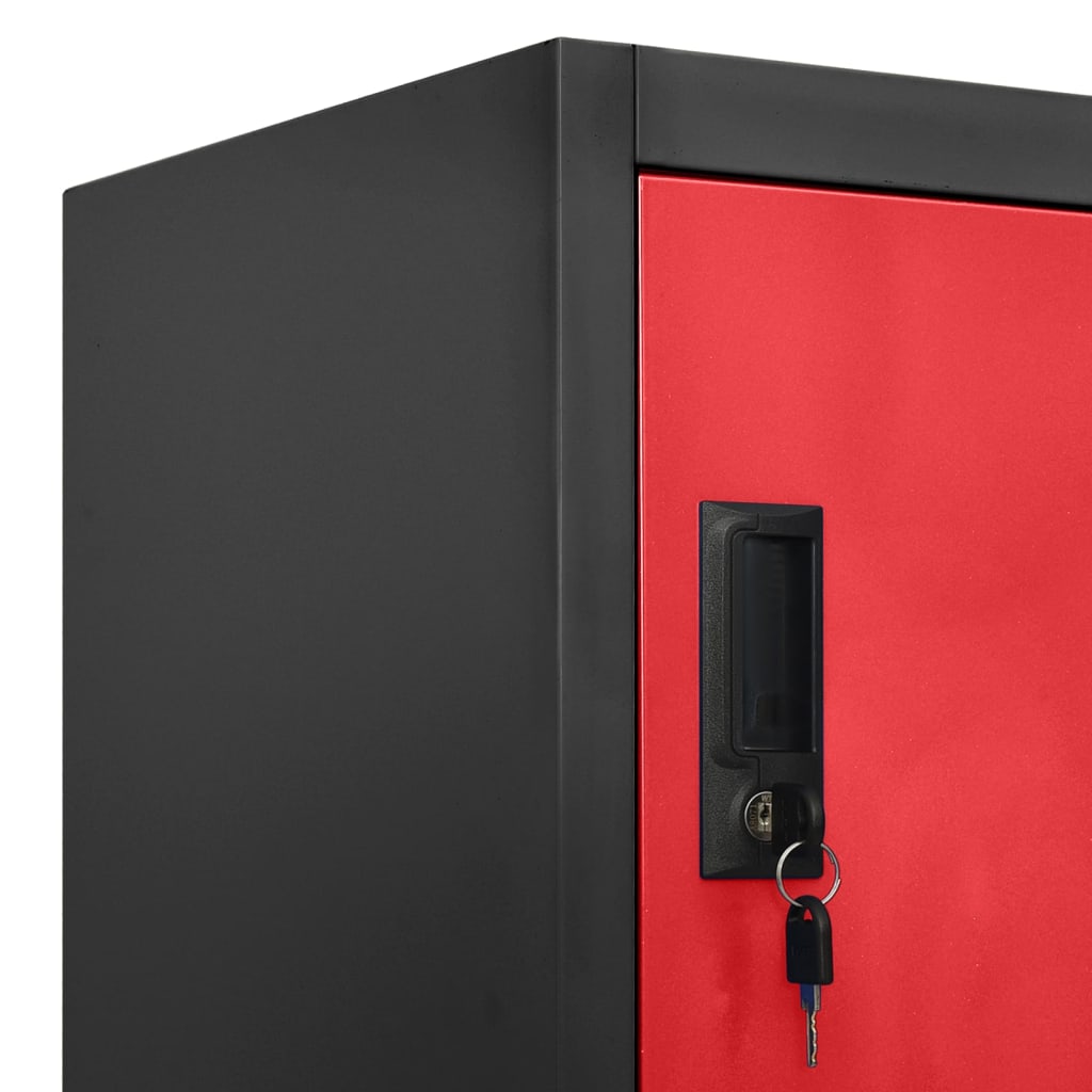 vidaXL Locker Cabinet Anthracite and Red 35.4"x15.7"x70.9" Steel-5