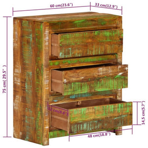 vidaXL Drawer Cabinet Multicolor 23.6"x13"x29.5" Solid Wood Reclaimed-5