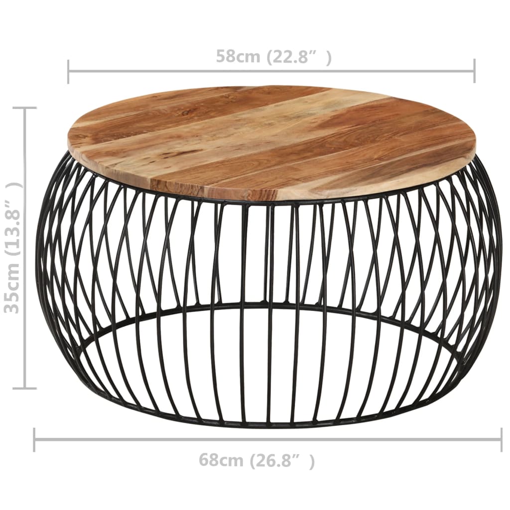 vidaXL Coffee Table Ø26.8" Solid Acacia Wood-5