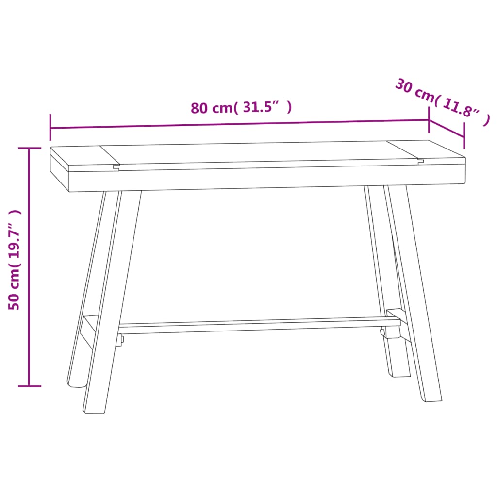 vidaXL Bench 31.5" Solid Wood Teak-4