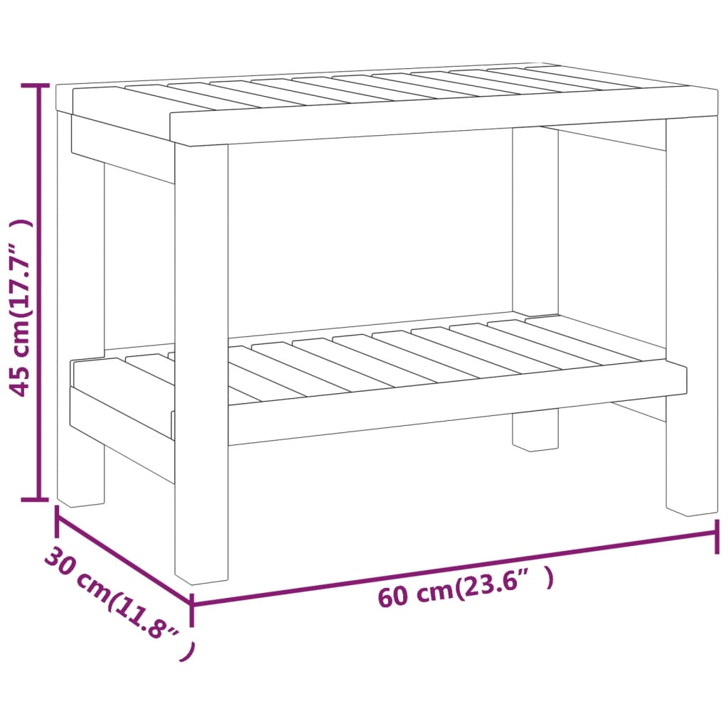 vidaXL Bathroom Side Table 23.6"x11.8"x17.7" Solid Wood Teak-3