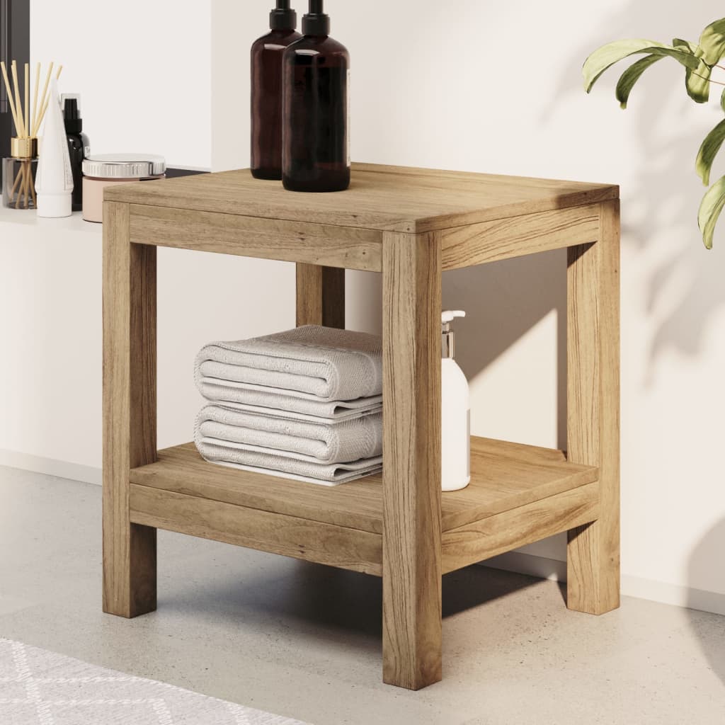 vidaXL Bathroom Side Table 17.7"x13.8"x17.7" Solid Wood Teak-0