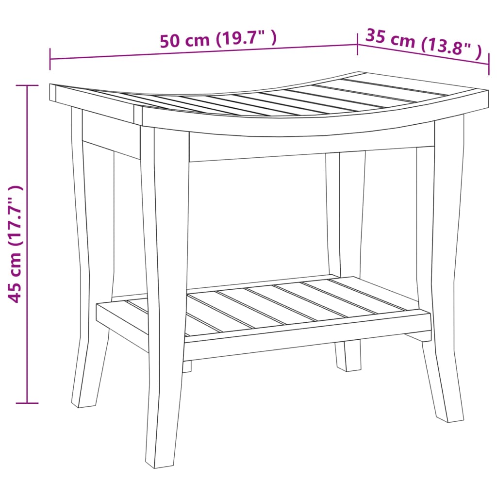 vidaXL Bathroom Side Table 19.7"x13.8"x17.7" Solid Wood Teak-5